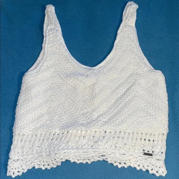 Hollister size XS vintage two-piece white crocheted cotton tank top & skirt - Picture 2 of 15